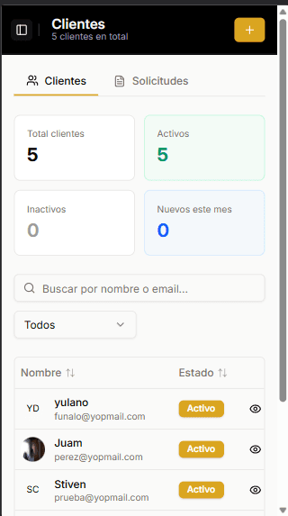 Captura real de SomaUp - Clientes: clientes lista
