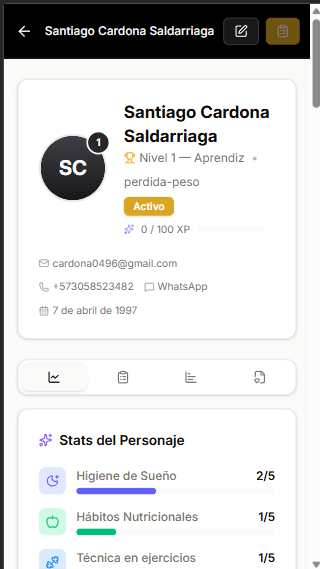 Captura real de SomaUp - Clientes: clientes perfil